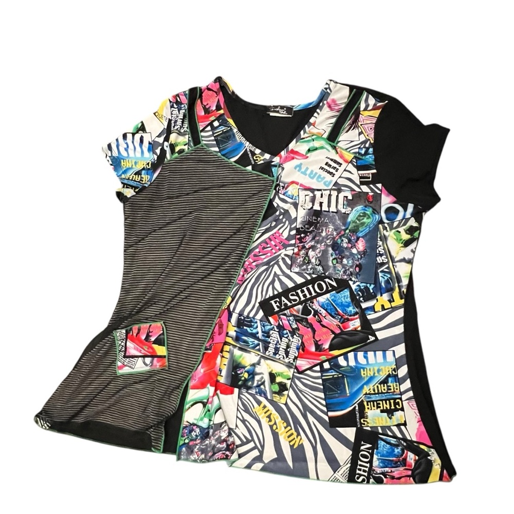 Women’s Tunic Top‎ Art-To-Wear Graffiti Print Vintage Fashion Studio Rave Party
